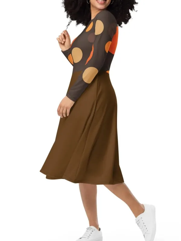 Retro Polka Dot Midi Dress