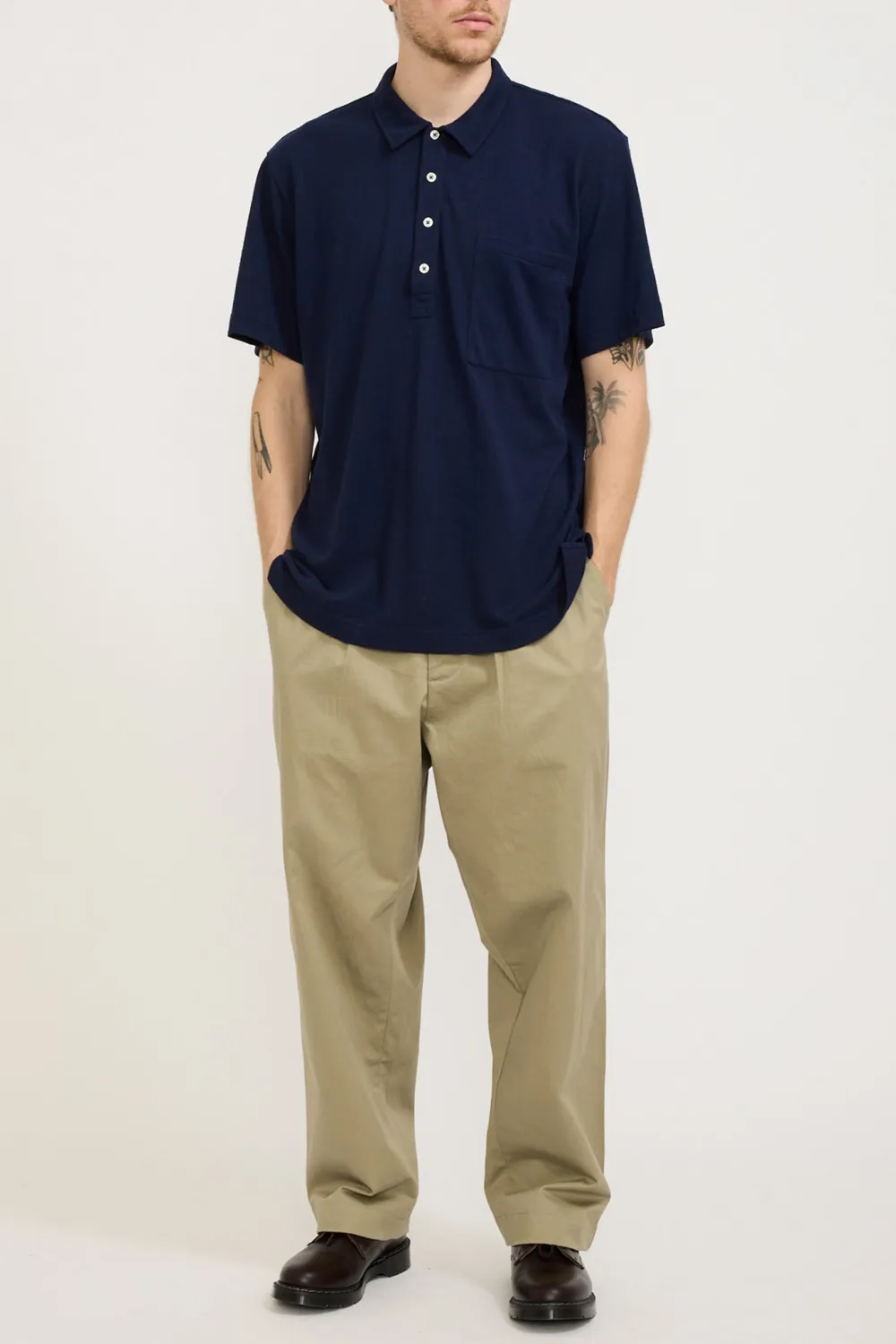 Pullover Shirt Navy Recycled Wool Mix