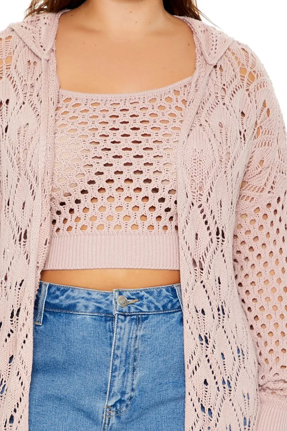 Plus Size Cami & Cardigan Sweater Set