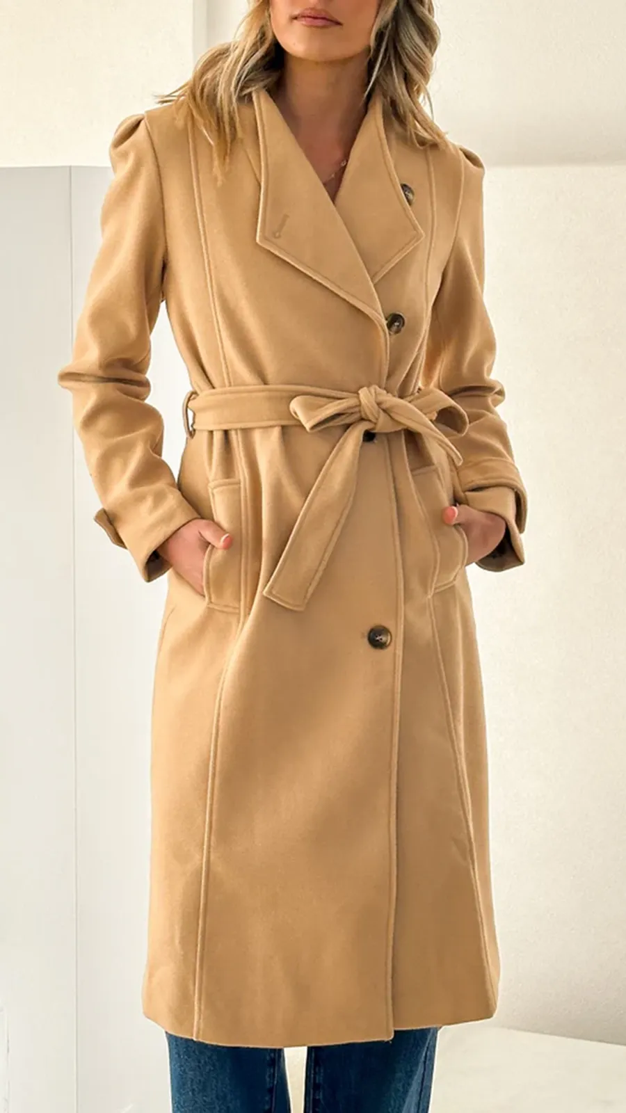 Elongated Button-Down Wool Jacket