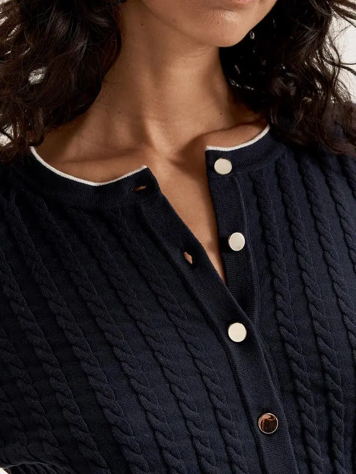 Navy Button Slim Knitwear