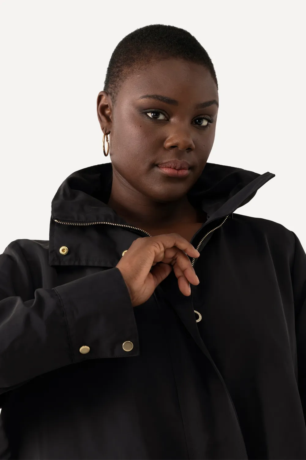 Jacke A-Linie Rücken-Plisseefalten Stehkragen Komplettfutter