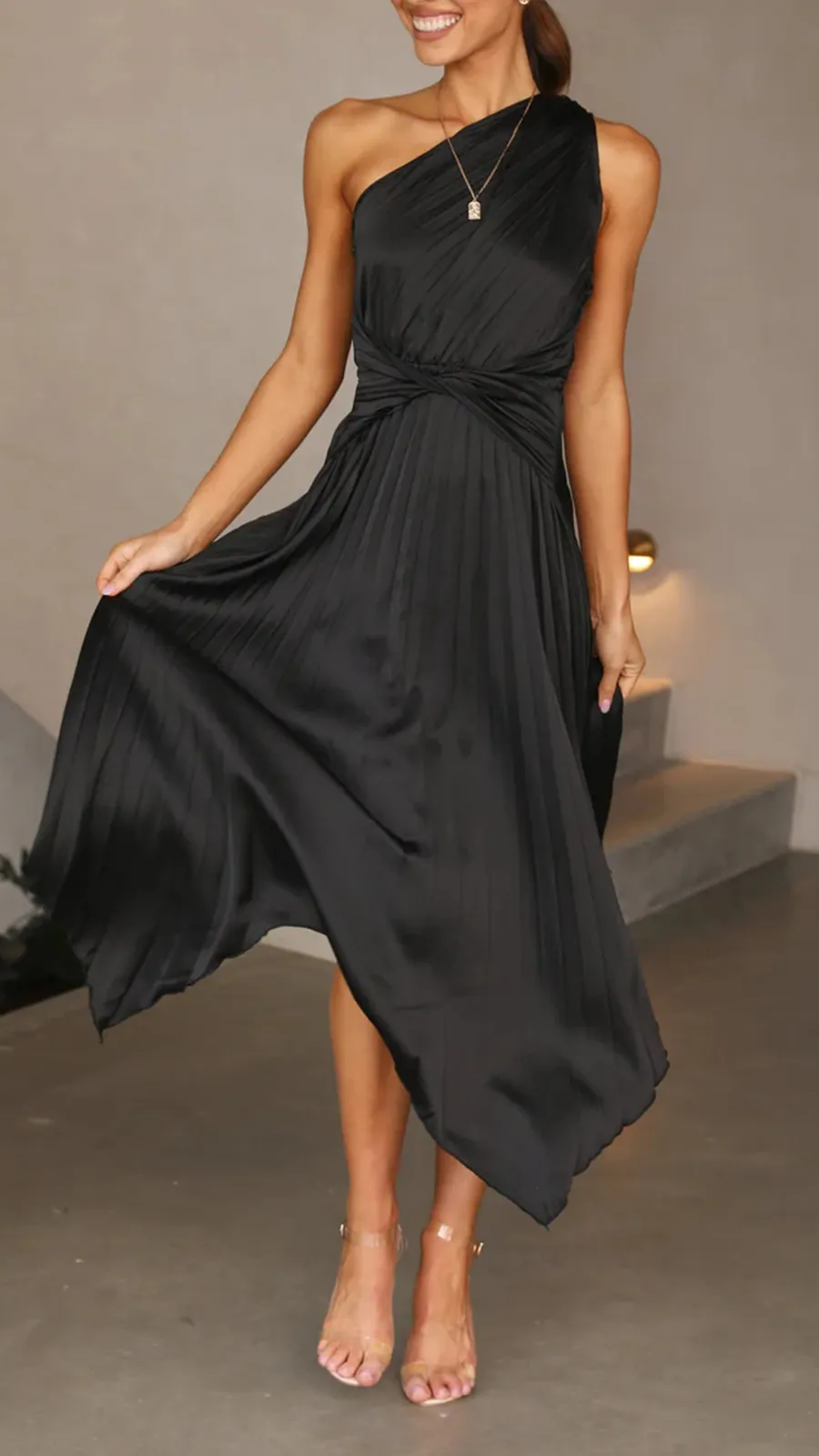 One Shoulder Midi Dress