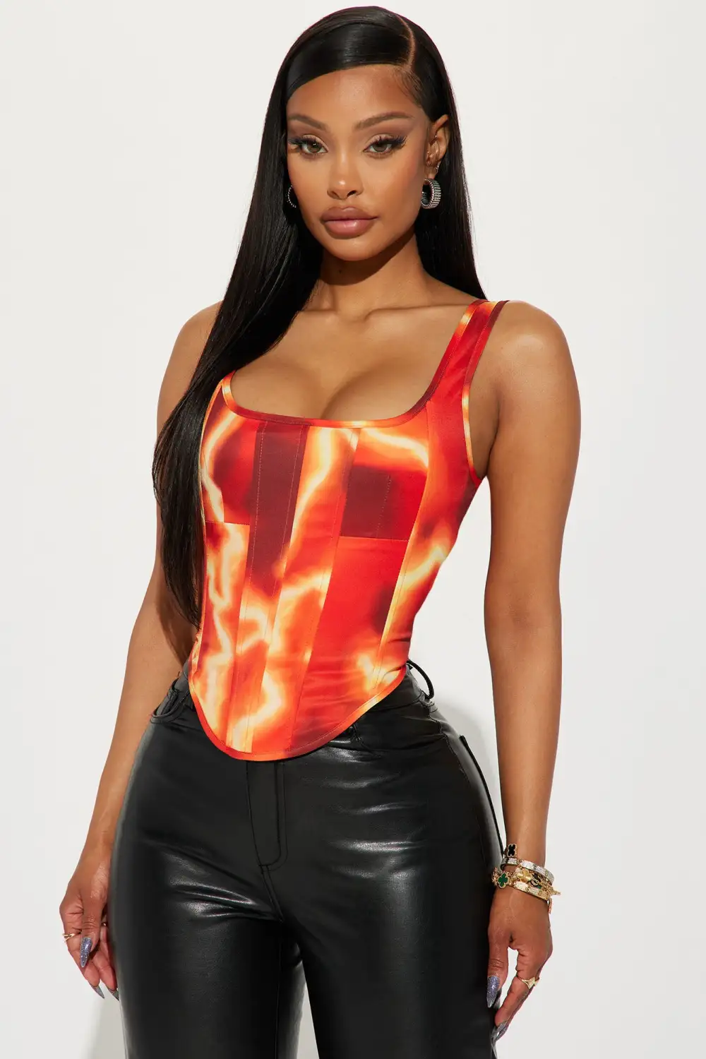 Cali Sunsets Corset Top - Red/combo