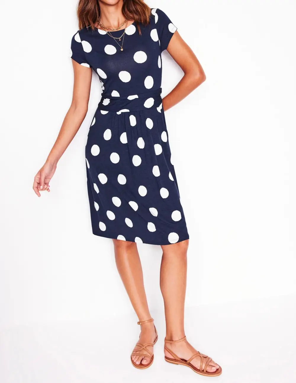 Slim Polka Dot French Navy Dress