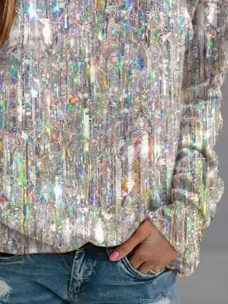 Loose Casual Plain Crew Neck Sweatshirt