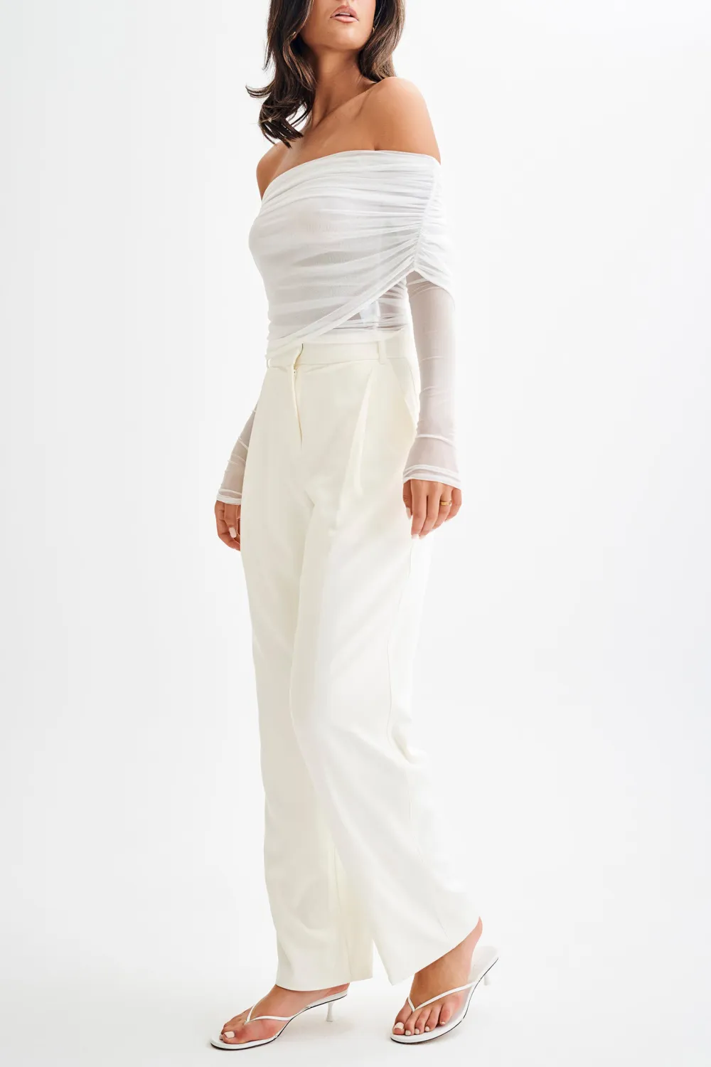 Sheer Mesh Off Shoulder Top