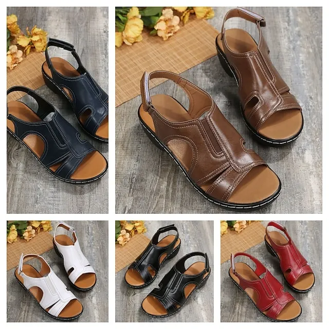 Women's Sandals Boho Bohemia Beach Wedge Sandals Gladiator Sandals Roman Sandals Outdoor Daily Beach Summer Buckle Wedge Heel Open Toe Casual Minimalism Walking Shoes PU Leather Faux Leather Magic