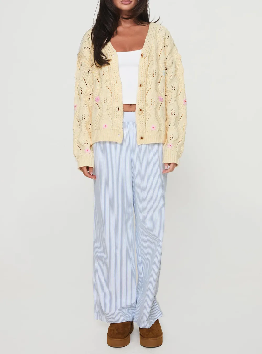 Floral Print Cardigan Cream