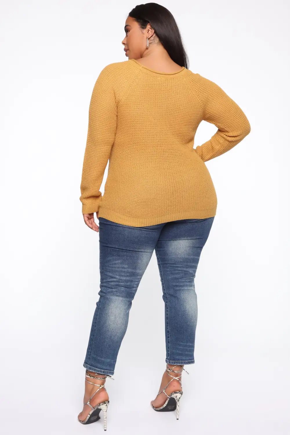 Ariana Waffle Sweater - Mustard
