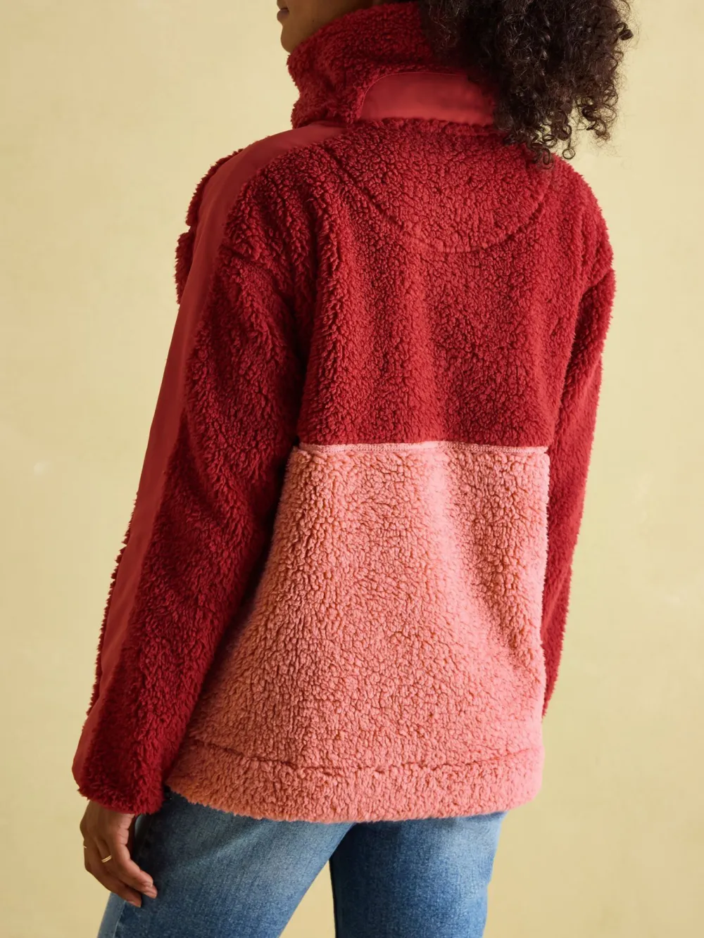 Color Block Pink Quarter Zip Fleece