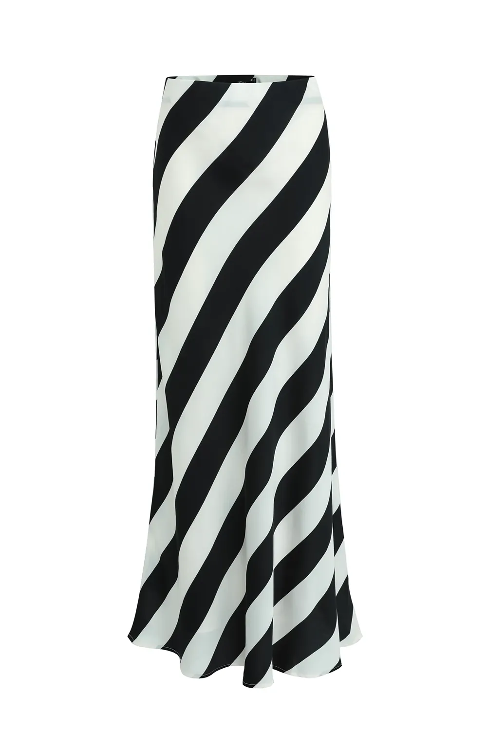 Black Stripe Satin Maxi Skirt