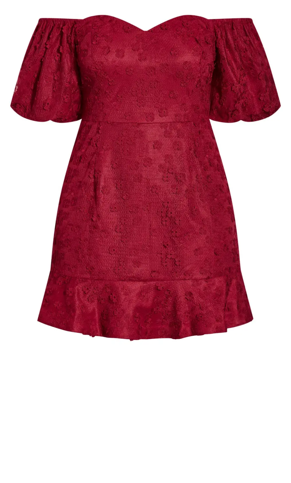 Evans Red Embroidered Puff Sleeve Midi Dress