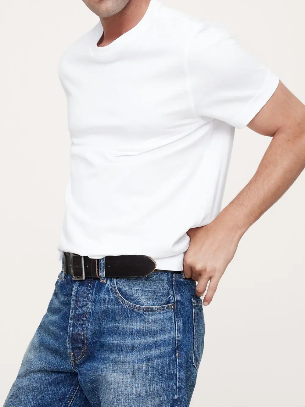 Men's  Optic White  Crew Neck Cotton Short Sleeves