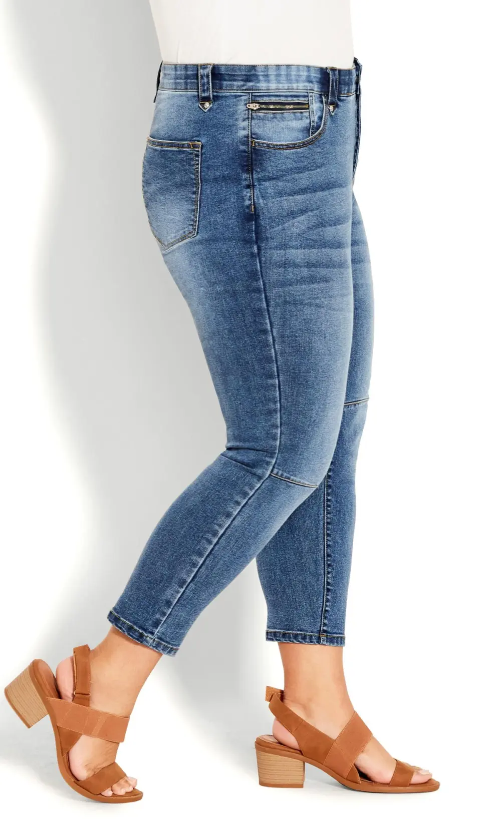 Evans Blue Mid Wash Skinny Jeans