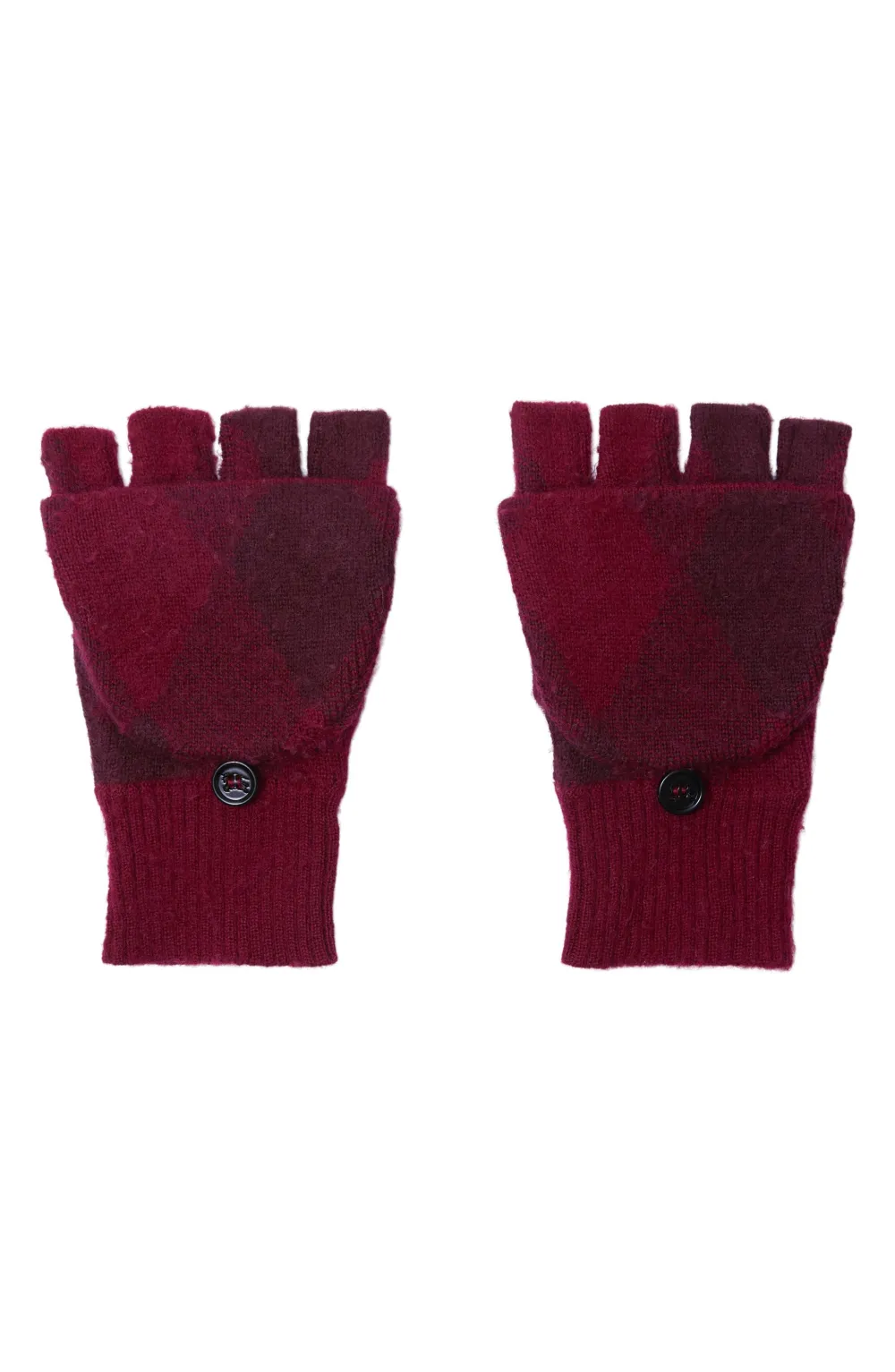 Argyle Convertible Wool Mittens