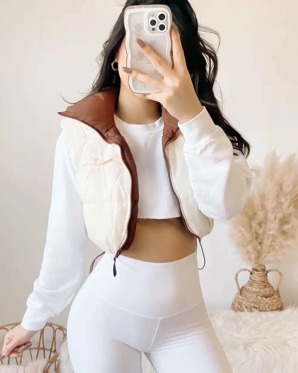 REVERSIBLE!! GIVE YOU CHILLS PUFFER VEST (COCOA/CREAM)