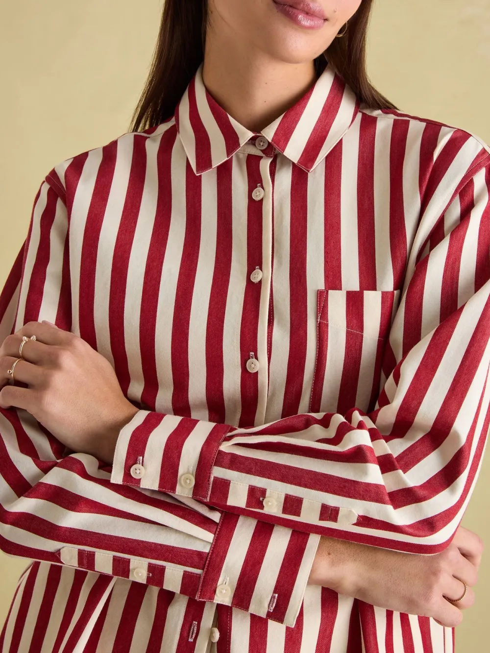 Daily Red & Cream Stripe Shirt