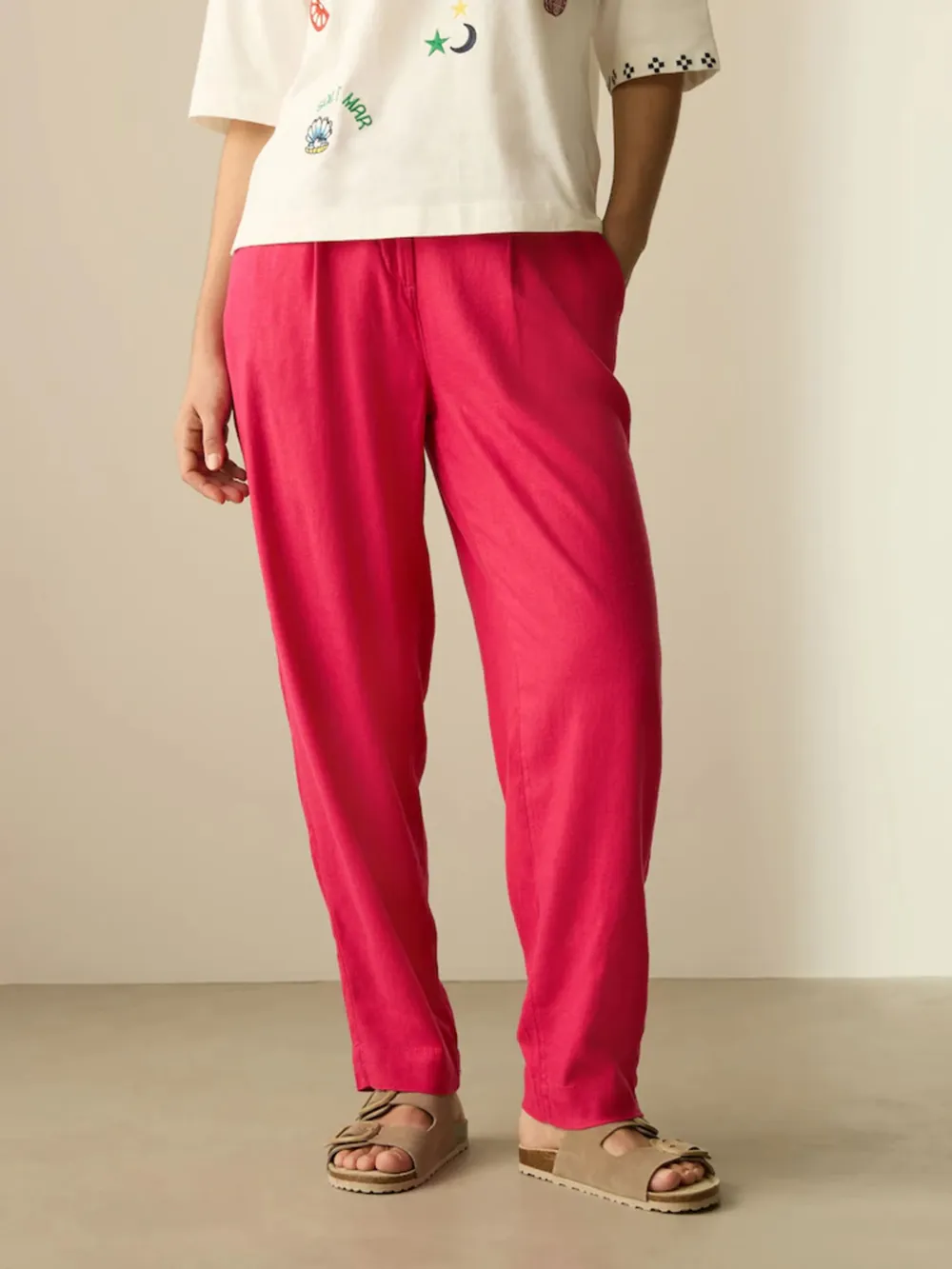 Natural Self-Cultivation Intelligent Barrel-Shaped Linen Pants