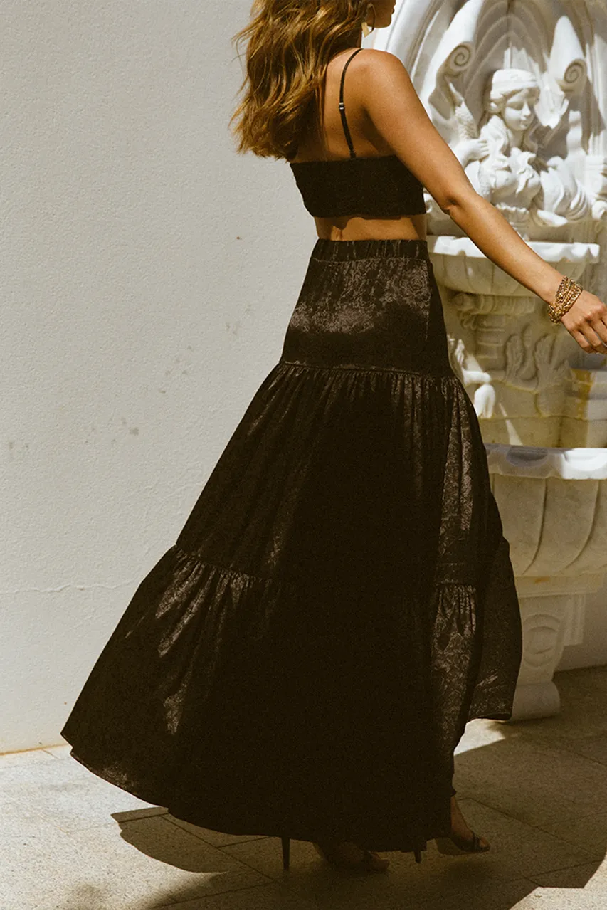 Black Retro Print High-End Camisole Top