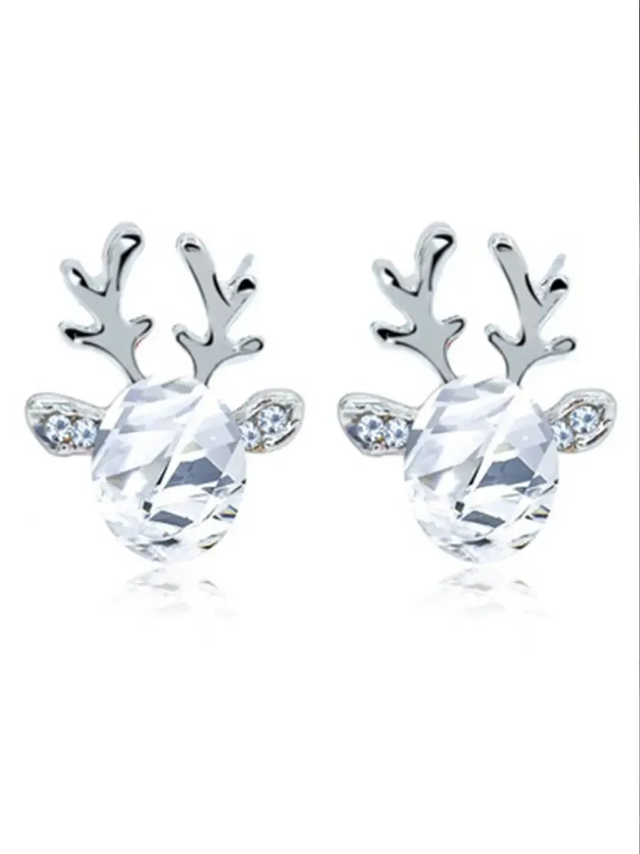 Christmas Crystal Jewel Antler Earrings
