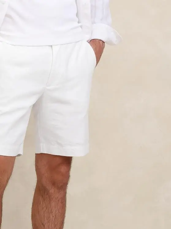 Skin-Friendly Linen 9-Inch  White Men's Shorts