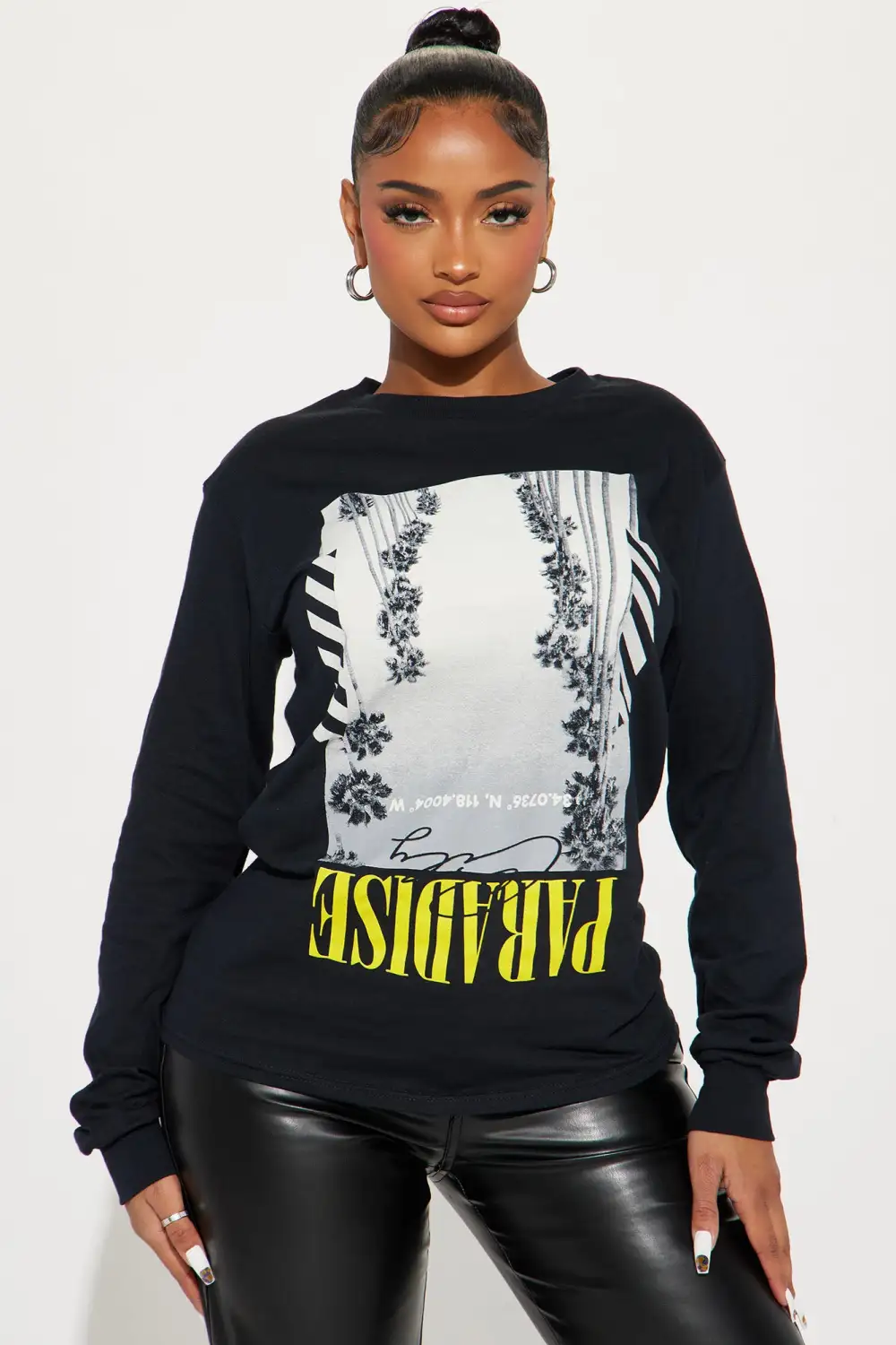 Paradise City Long Sleeve Sleeve Tee - Black