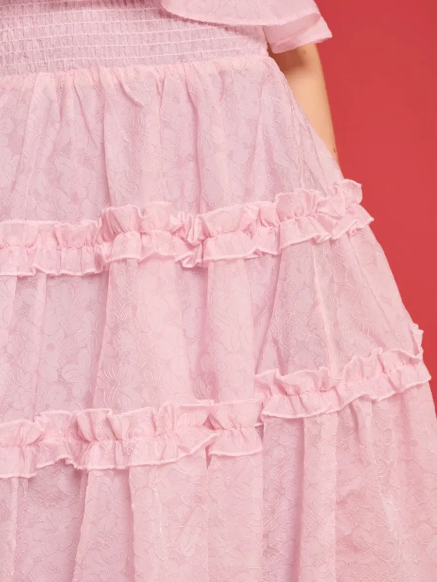Casual Organza Midi Skirt