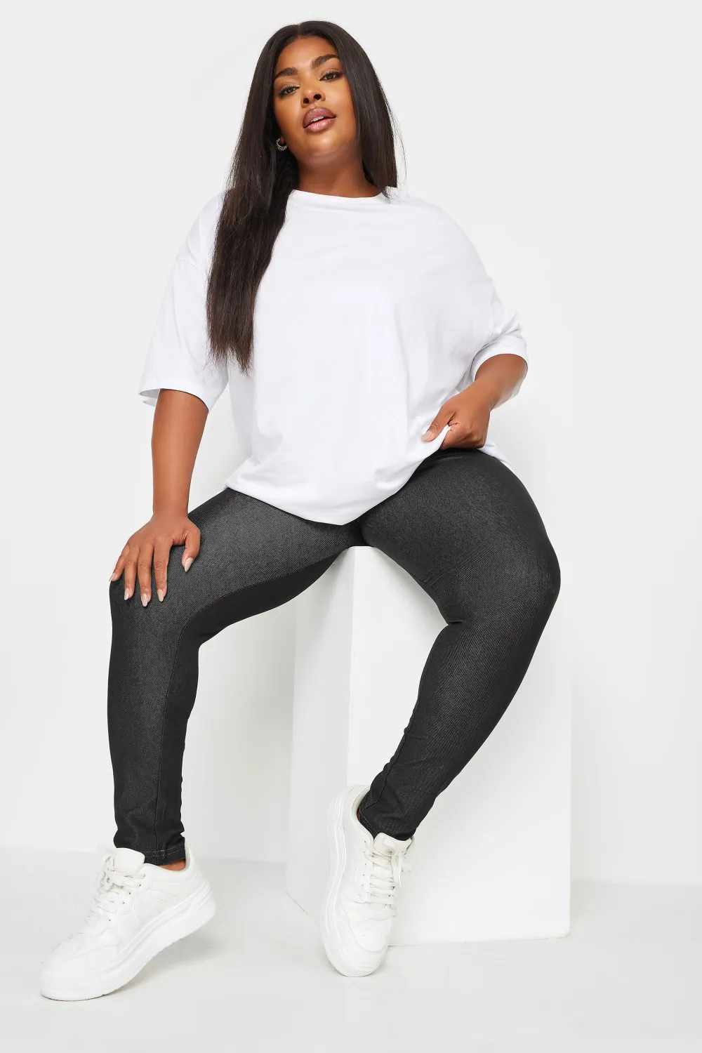 YOURS FOR GOOD Curve Black Jersey Stretch Jegging