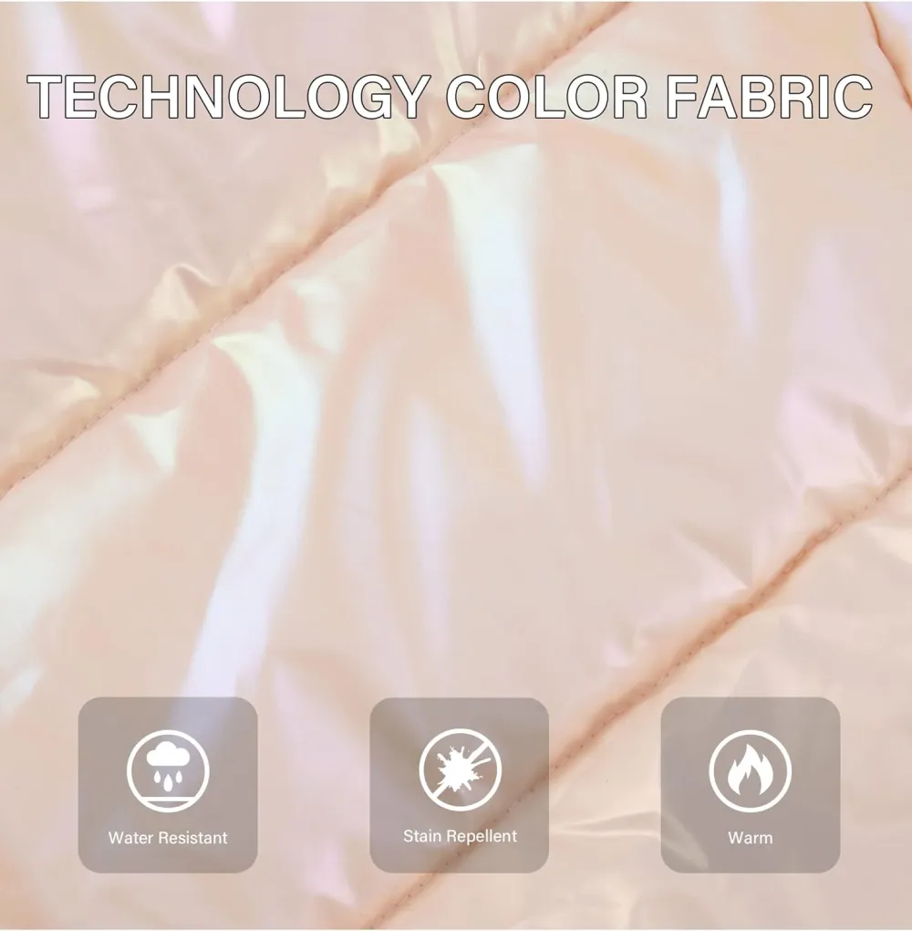 Womens Lightweight Puffer Jacket, Winter Coats for Women Warm Quilted Bubble Padded Hood Coat with Faux Fur Collar