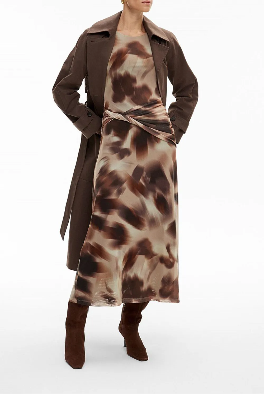 Artistic Print Twisted Dress