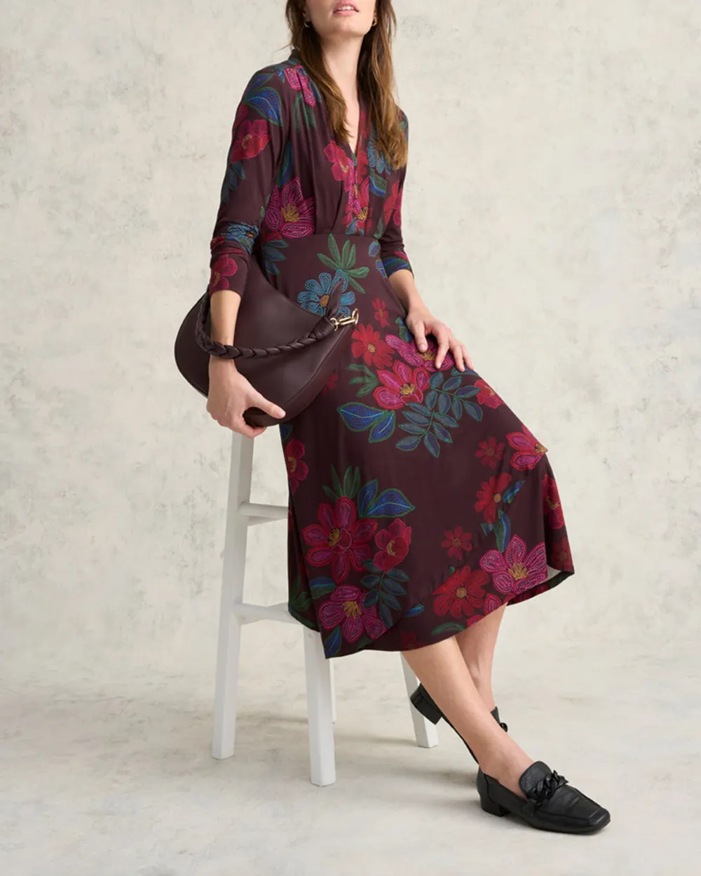 Printed Jersey Midi Dress