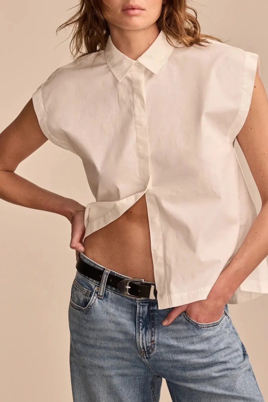 Bright White Sleeveless Tunic Buttondown