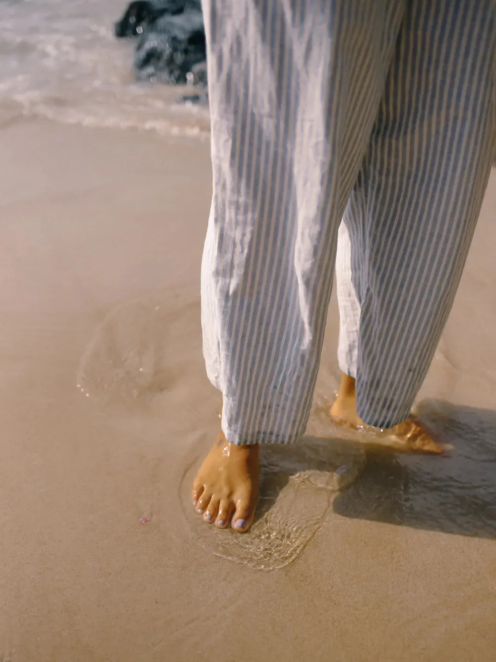Casual Style Pant Blue Stripe