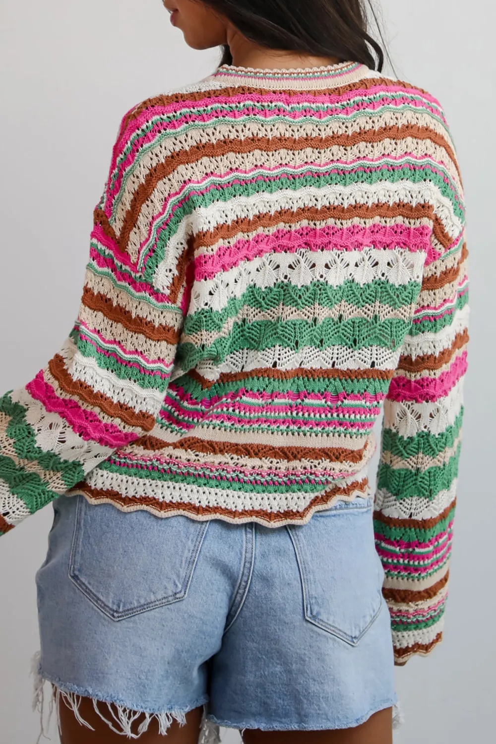 Adorable Disposition Multi Crochet Knit Top