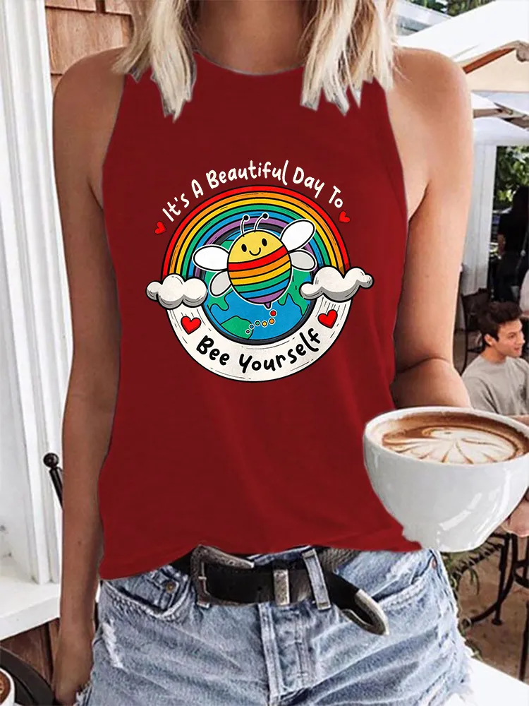 Women's It'S A Beautiful Day To Be Yourself Crew Neck Vest