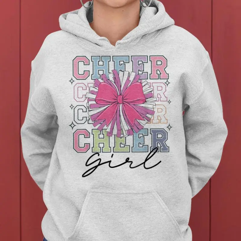 Groovy Cheer Girl Coquette Bow Girls Cheerleading Women Hoodie