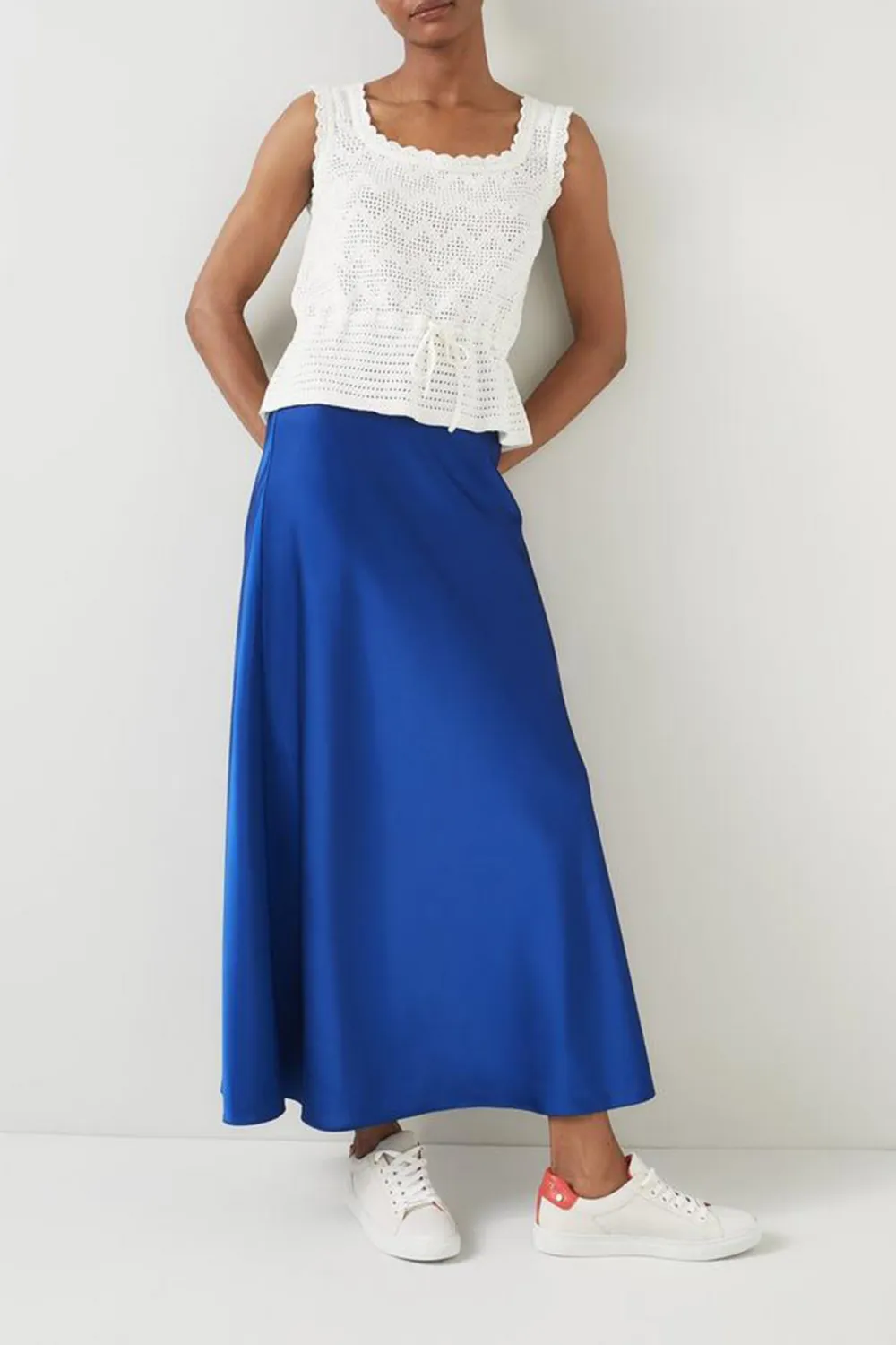 Royal Blue Flared Midi Skirt