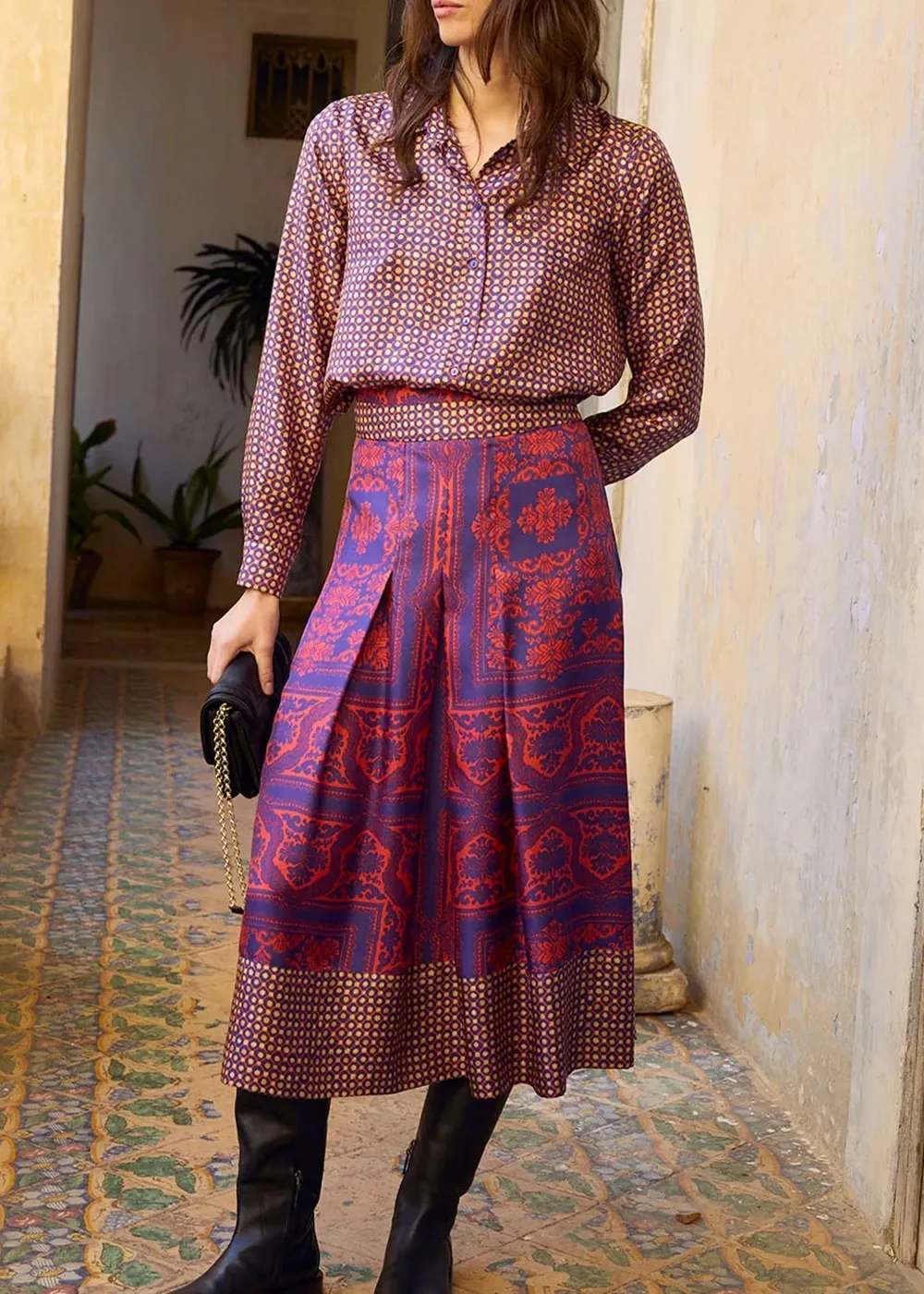 Colorblock High Waist Skirt