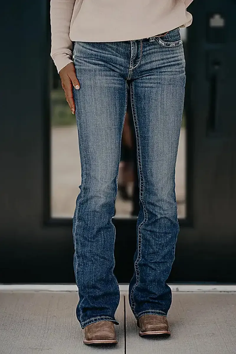 Ripped Low Waist Bootcut Jeans Without Belt