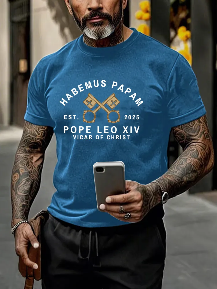 Men'S 2025 Habemus Papam Pope Leo Xiv Vicar Of Chirst Printed T-Shirt