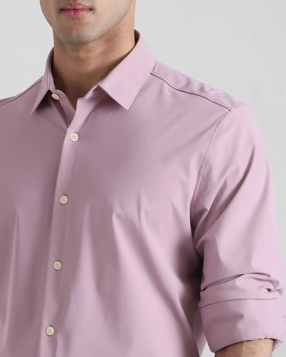 Leisure Soft And Comfortable Slim-Fit Lilac Shirt