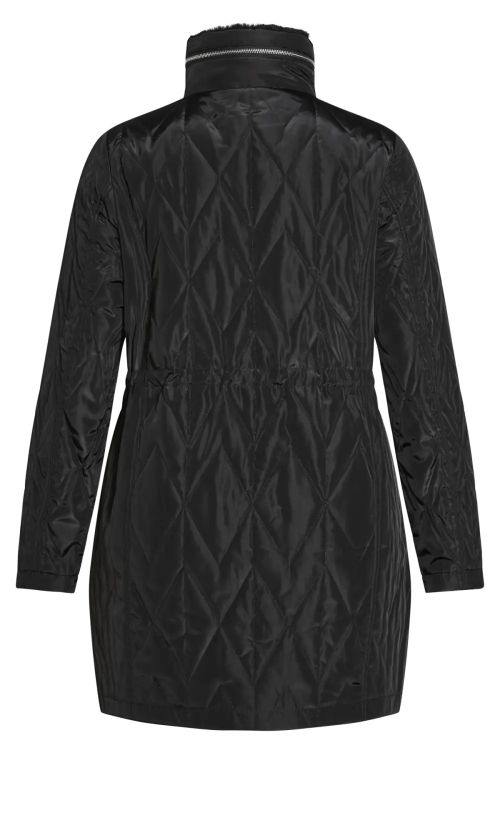 Evans Black Quilted Parka Coat