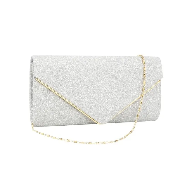 Women's Girls' Clutch Handbag Party / Evening Solid Color Silver Black Gold