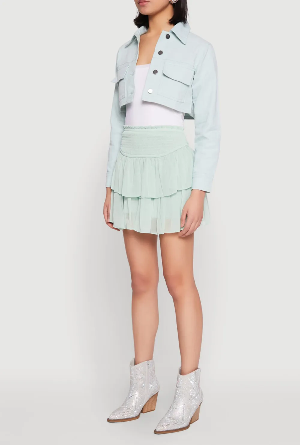 Solid Color Short Denim Jacket