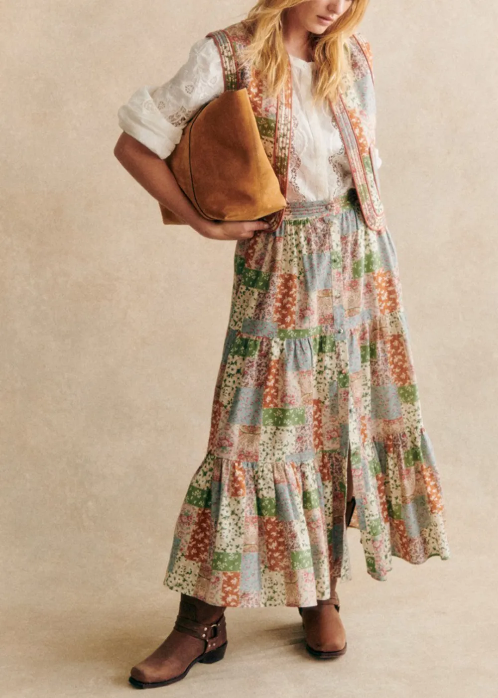 Cropped Sleeveless Printed Quilted Jacket