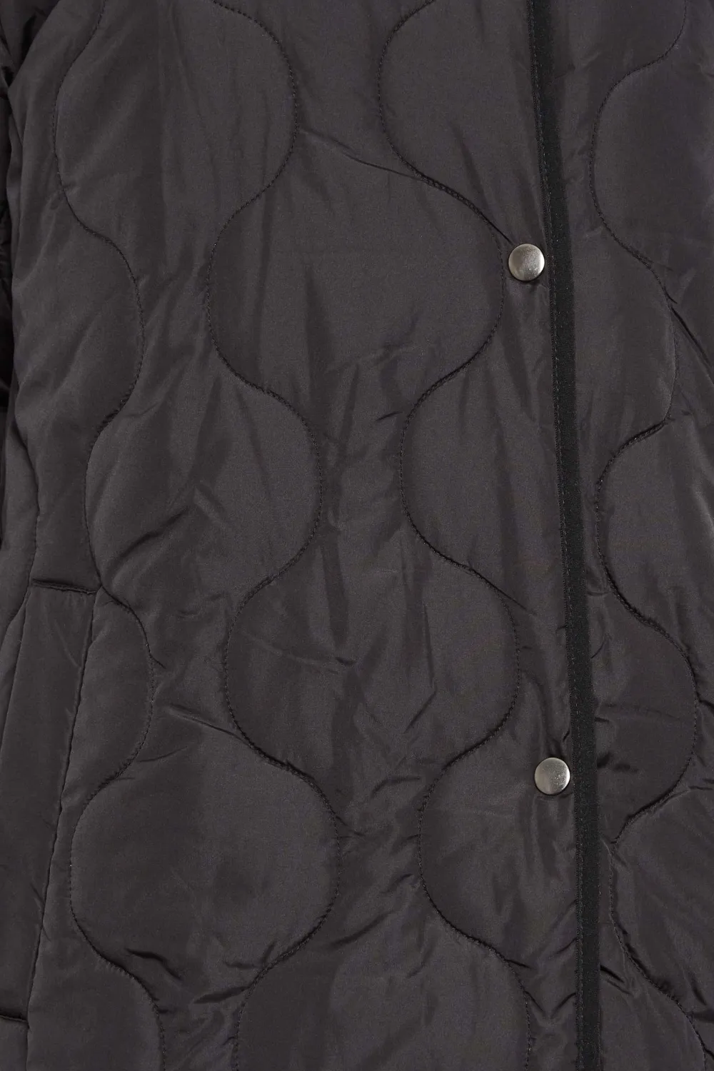 LTS Tall Black Funnel Neck Quilted Coat