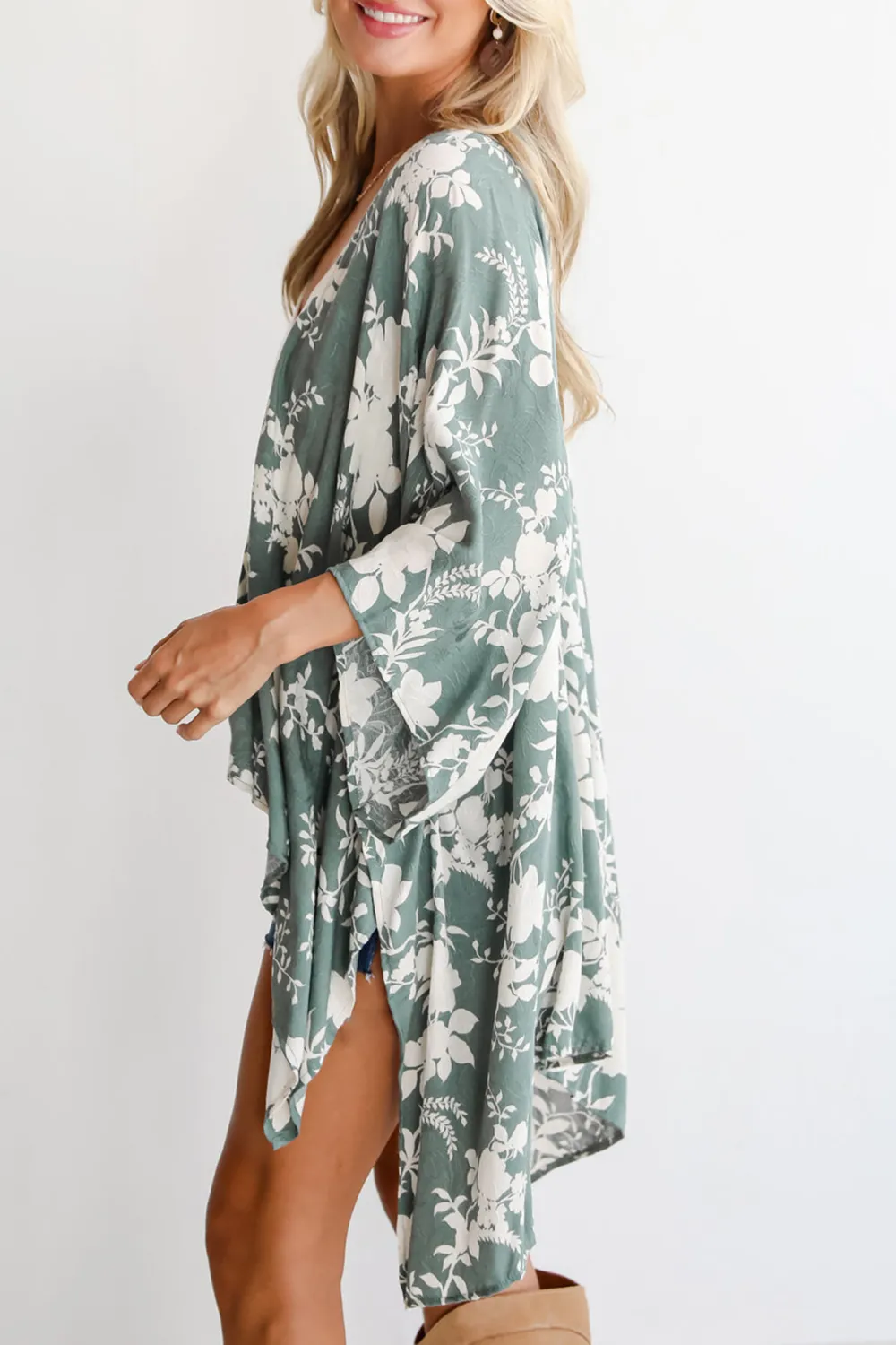 Feeling Flouncy Sage Floral Kimono