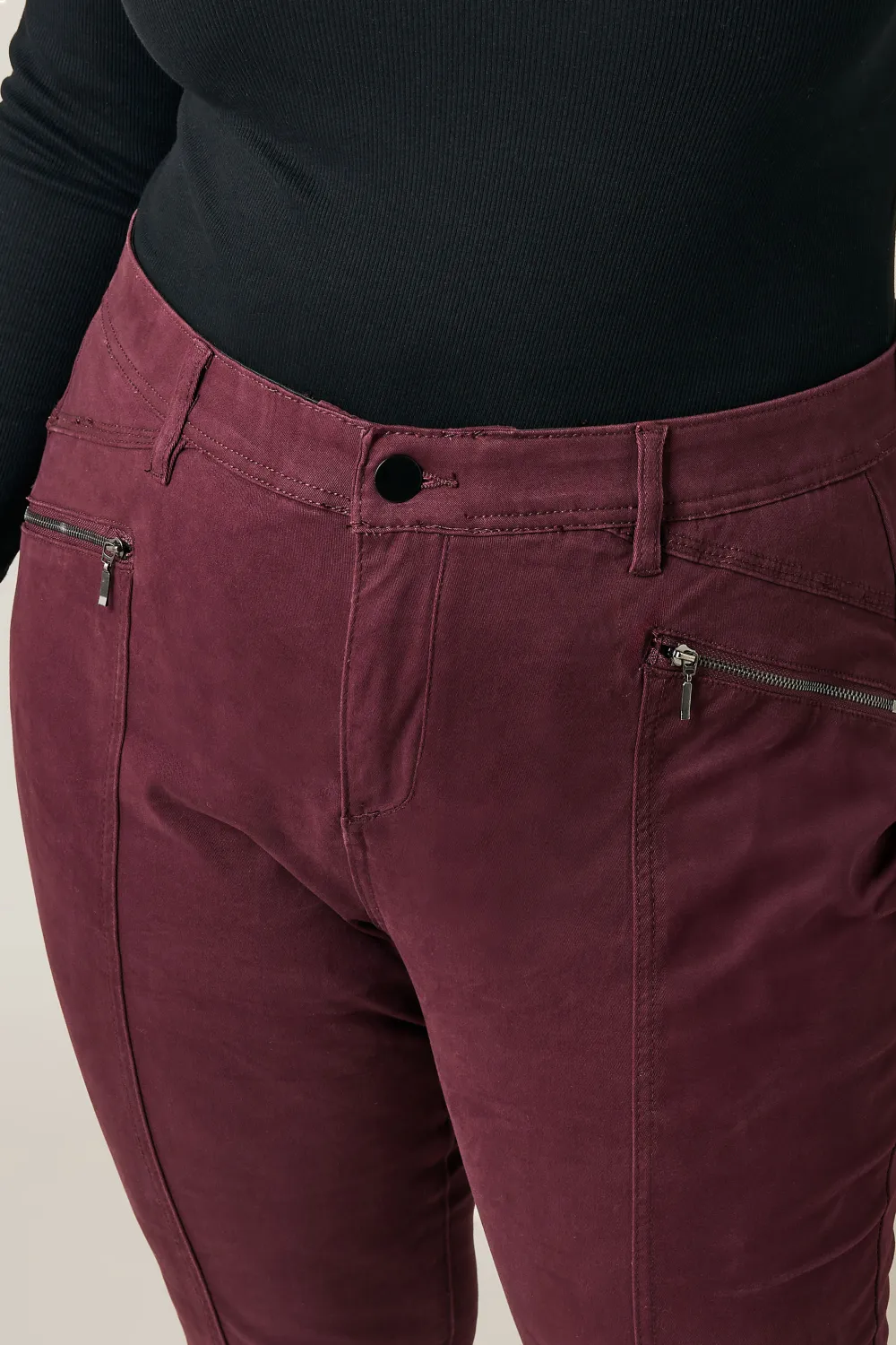 Evans Burgundy Pintuck Skinny Jeans