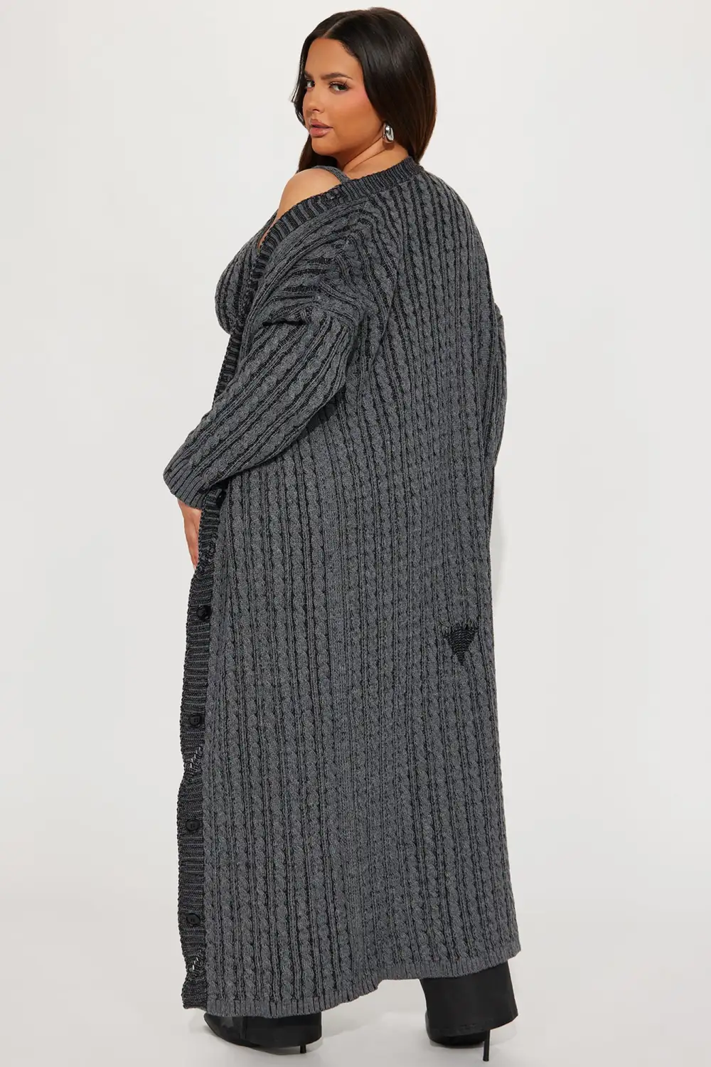 Casual And Cool Washed Cardigan Set - Black/combo